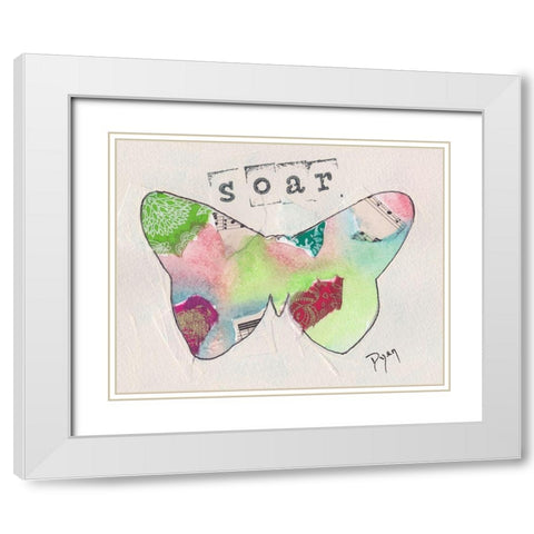 Butterfly Soar White Modern Wood Framed Art Print with Double Matting by Dyer, Beverly
