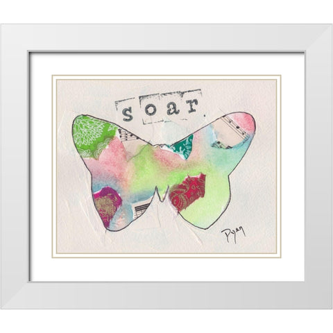 Butterfly Soar White Modern Wood Framed Art Print with Double Matting by Dyer, Beverly