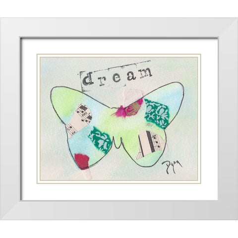Butterfly Dream White Modern Wood Framed Art Print with Double Matting by Dyer, Beverly