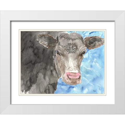 Bull White Modern Wood Framed Art Print with Double Matting by Dyer, Beverly