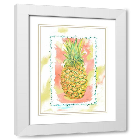 Pinapple Party White Modern Wood Framed Art Print with Double Matting by Dyer, Beverly