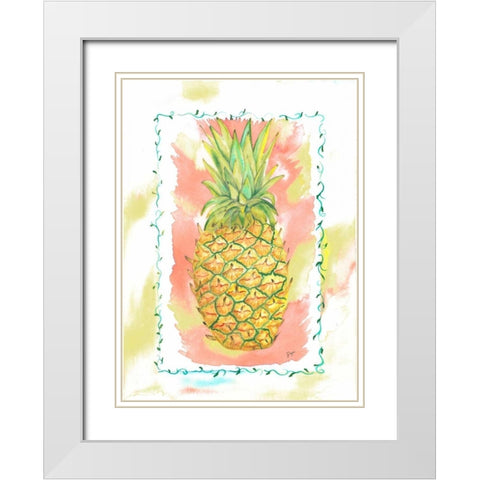 Pinapple Party White Modern Wood Framed Art Print with Double Matting by Dyer, Beverly