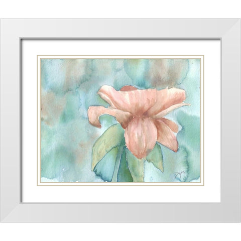Blush Rose 2 White Modern Wood Framed Art Print with Double Matting by Dyer, Beverly