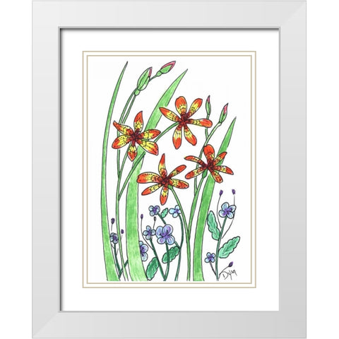 Blackberry Lily White Modern Wood Framed Art Print with Double Matting by Dyer, Beverly