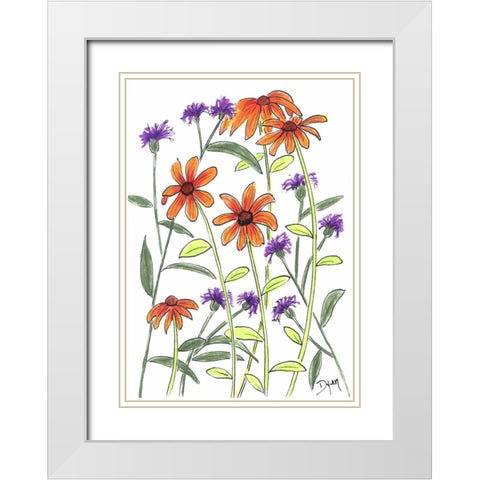 Orange Corn Flower White Modern Wood Framed Art Print with Double Matting by Dyer, Beverly
