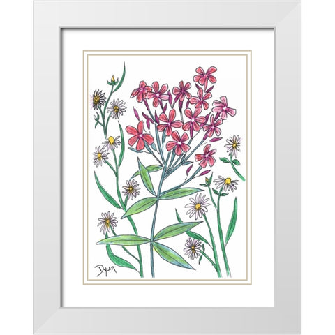 Summer Phlox White Modern Wood Framed Art Print with Double Matting by Dyer, Beverly