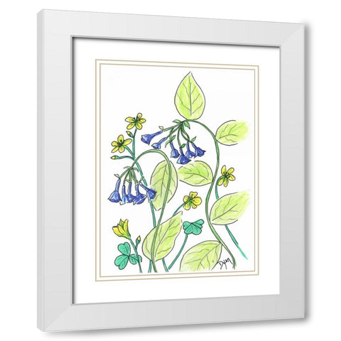 Virginia Bluebells White Modern Wood Framed Art Print with Double Matting by Dyer, Beverly