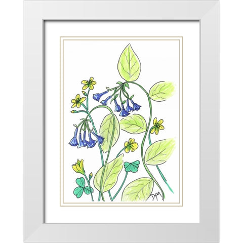 Virginia Bluebells White Modern Wood Framed Art Print with Double Matting by Dyer, Beverly