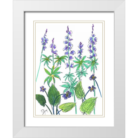 Wild Lupine White Modern Wood Framed Art Print with Double Matting by Dyer, Beverly