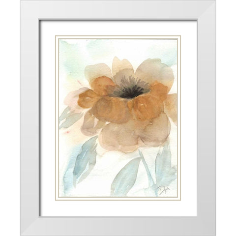 Neutral Peony I White Modern Wood Framed Art Print with Double Matting by Dyer, Beverly