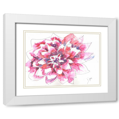 Dahlia White Modern Wood Framed Art Print with Double Matting by Dyer, Beverly