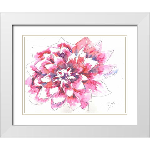 Dahlia White Modern Wood Framed Art Print with Double Matting by Dyer, Beverly