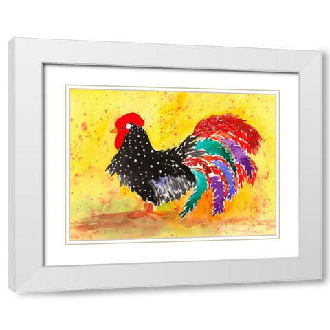 Farm House Rooster I White Modern Wood Framed Art Print with Double Matting by Dyer, Beverly