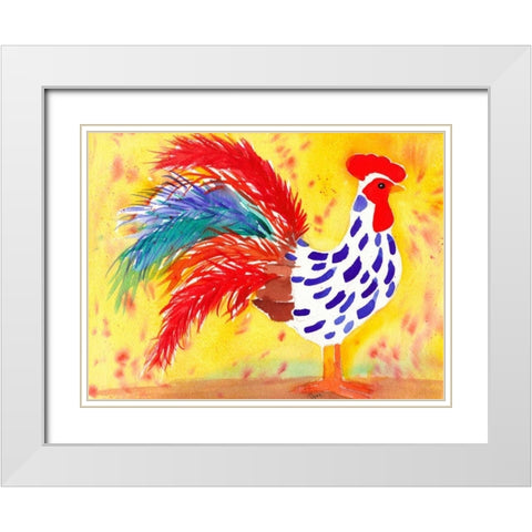 Farm House Rooster II White Modern Wood Framed Art Print with Double Matting by Dyer, Beverly