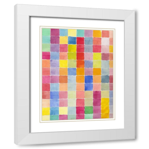 Rainbow Color Block 1 White Modern Wood Framed Art Print with Double Matting by Dyer, Beverly