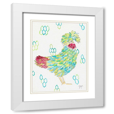 Funky Chicken 1 White Modern Wood Framed Art Print with Double Matting by Dyer, Beverly