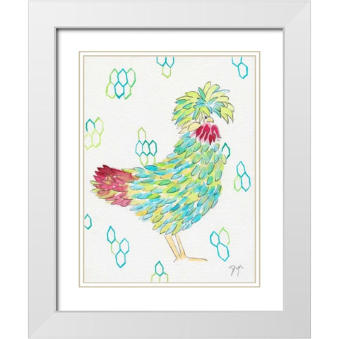 Funky Chicken 1 White Modern Wood Framed Art Print with Double Matting by Dyer, Beverly