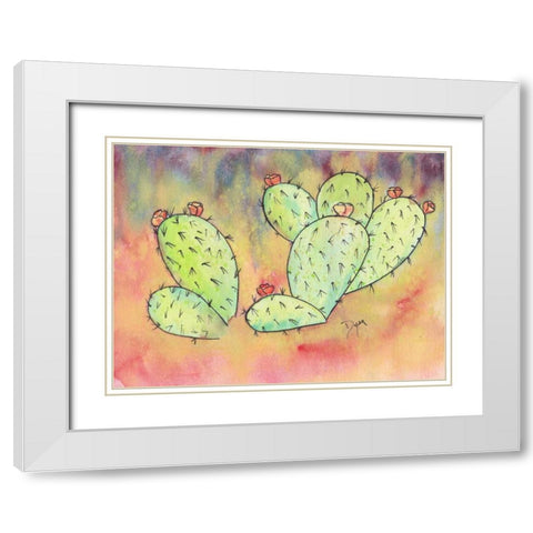 Prickly Pear Cactus White Modern Wood Framed Art Print with Double Matting by Dyer, Beverly