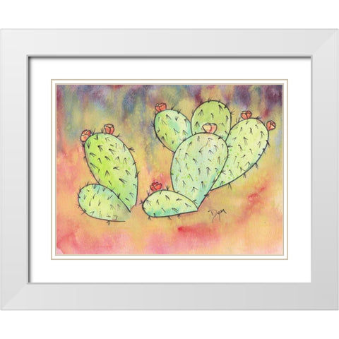 Prickly Pear Cactus White Modern Wood Framed Art Print with Double Matting by Dyer, Beverly