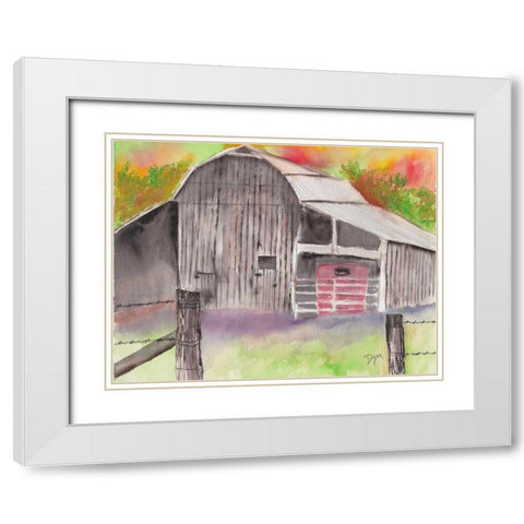 The Barn White Modern Wood Framed Art Print with Double Matting by Dyer, Beverly