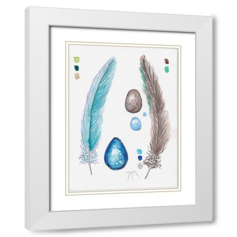 Feather and Egg Study 2 White Modern Wood Framed Art Print with Double Matting by Dyer, Beverly