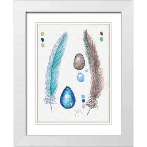 Feather and Egg Study 2 White Modern Wood Framed Art Print with Double Matting by Dyer, Beverly