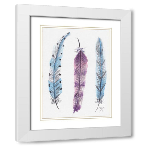October Feathers I White Modern Wood Framed Art Print with Double Matting by Dyer, Beverly