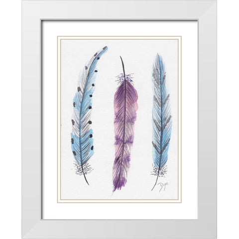 October Feathers I White Modern Wood Framed Art Print with Double Matting by Dyer, Beverly