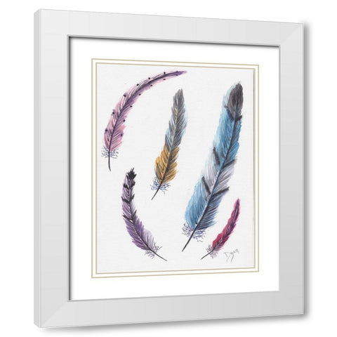 October Feathers II White Modern Wood Framed Art Print with Double Matting by Dyer, Beverly