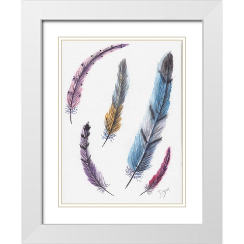October Feathers II White Modern Wood Framed Art Print with Double Matting by Dyer, Beverly
