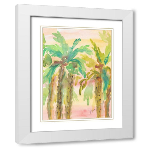 Sunset Palms 3 White Modern Wood Framed Art Print with Double Matting by Dyer, Beverly