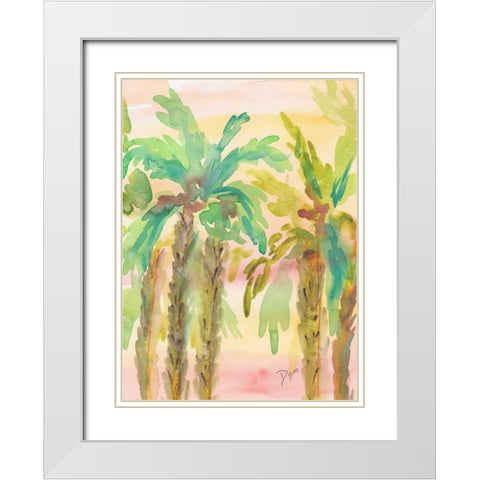 Sunset Palms 3 White Modern Wood Framed Art Print with Double Matting by Dyer, Beverly