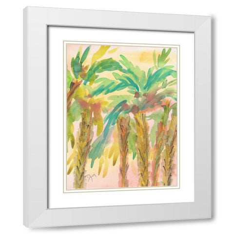 Sunset Palms 4 White Modern Wood Framed Art Print with Double Matting by Dyer, Beverly