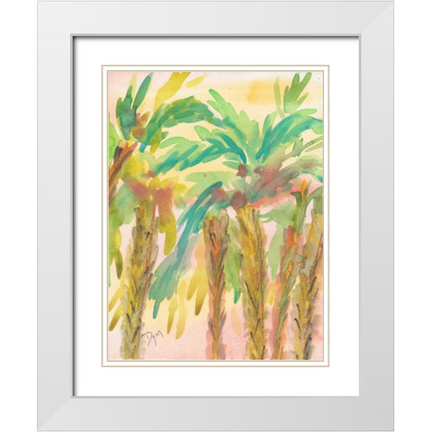 Sunset Palms 4 White Modern Wood Framed Art Print with Double Matting by Dyer, Beverly