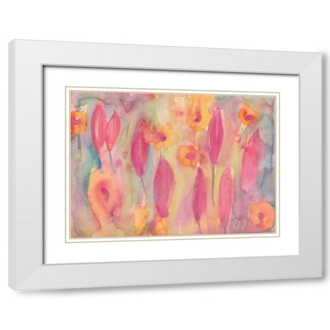 Snow Flowers II White Modern Wood Framed Art Print with Double Matting by Dyer, Beverly