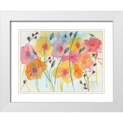 Spring Party I White Modern Wood Framed Art Print with Double Matting by Dyer, Beverly