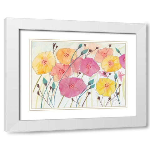 Spring Party II White Modern Wood Framed Art Print with Double Matting by Dyer, Beverly