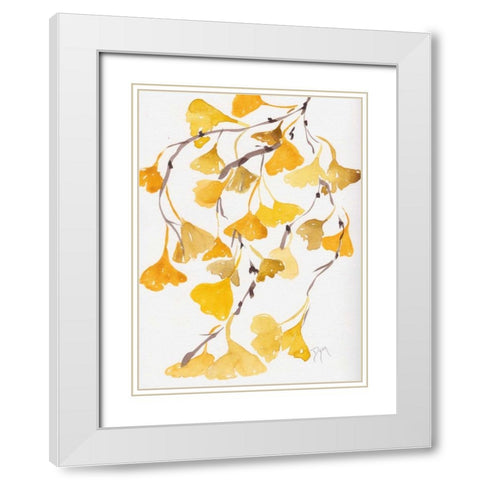 Golden Gingko A White Modern Wood Framed Art Print with Double Matting by Dyer, Beverly