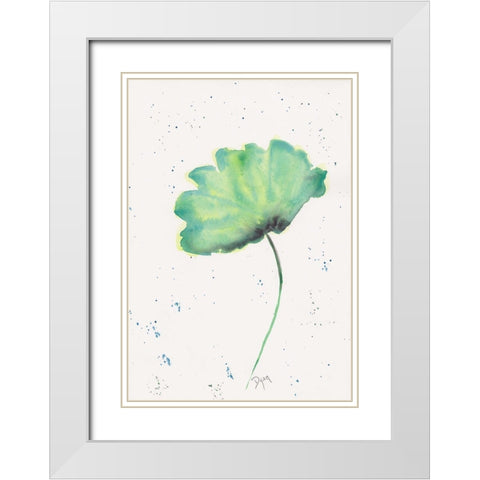 Blue Green Poppy 2 White Modern Wood Framed Art Print with Double Matting by Dyer, Beverly