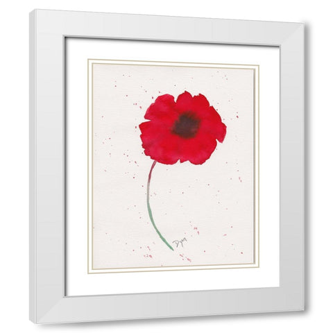 Red Poppy 1 White Modern Wood Framed Art Print with Double Matting by Dyer, Beverly