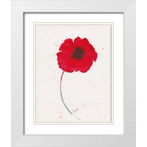 Red Poppy 1 White Modern Wood Framed Art Print with Double Matting by Dyer, Beverly