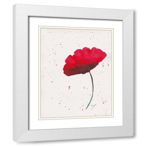 Red Poppy 2 White Modern Wood Framed Art Print with Double Matting by Dyer, Beverly