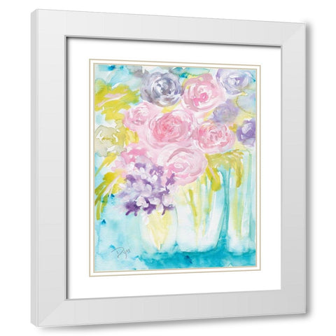 Flower Market White Modern Wood Framed Art Print with Double Matting by Dyer, Beverly