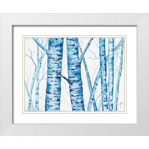 Cool Blue Forest White Modern Wood Framed Art Print with Double Matting by Dyer, Beverly