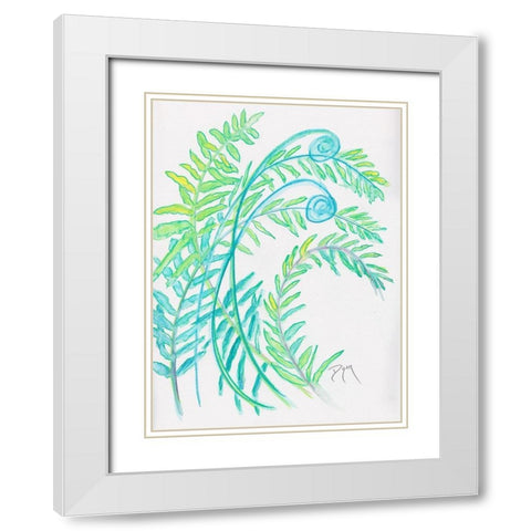 Floral Fern I White Modern Wood Framed Art Print with Double Matting by Dyer, Beverly