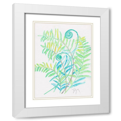 Floral Fern II White Modern Wood Framed Art Print with Double Matting by Dyer, Beverly