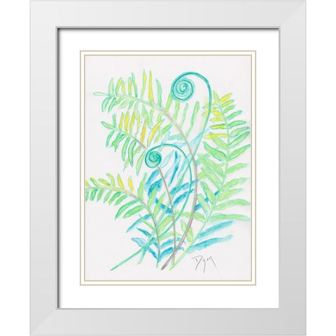 Floral Fern II White Modern Wood Framed Art Print with Double Matting by Dyer, Beverly