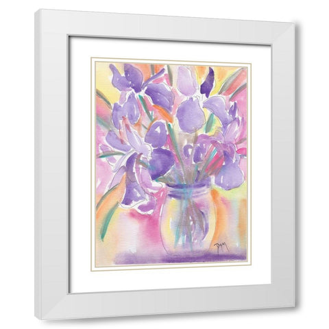 Dutch Iris White Modern Wood Framed Art Print with Double Matting by Dyer, Beverly
