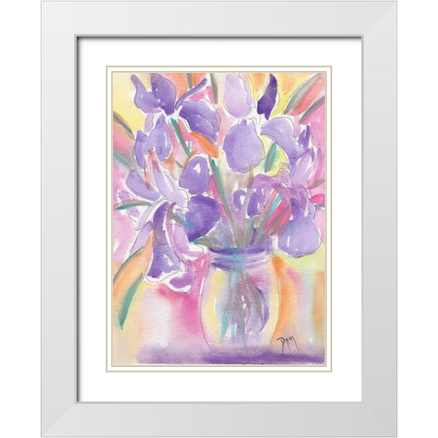 Dutch Iris White Modern Wood Framed Art Print with Double Matting by Dyer, Beverly