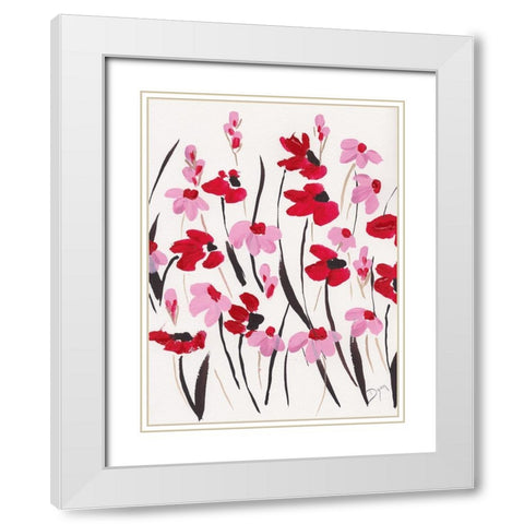 Pink and Red Field I White Modern Wood Framed Art Print with Double Matting by Dyer, Beverly